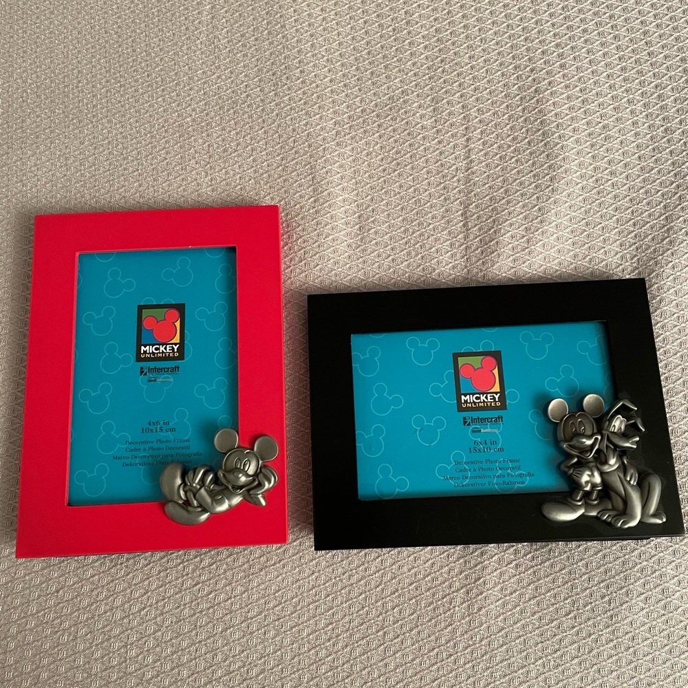 Disney Mickey Mouse Red and Black Frame Duo with pewter detail.
